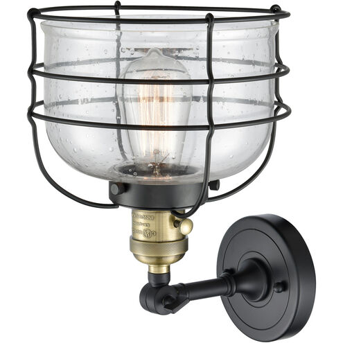 Franklin Restoration Large Bell Cage LED 9 inch Black Antique Brass Sconce Wall Light, Franklin Restoration