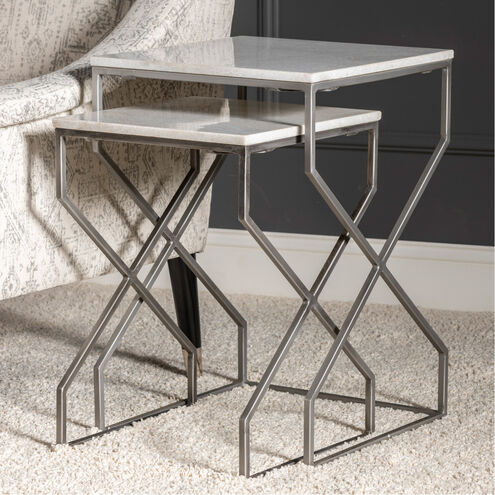 Evolution 23 X 16 inch White and Silver Nested Tables, Set of 2