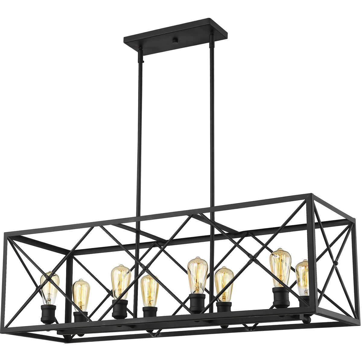 Brooklyn 8 Light 39 inch Matte Black Island Pendant Ceiling Light