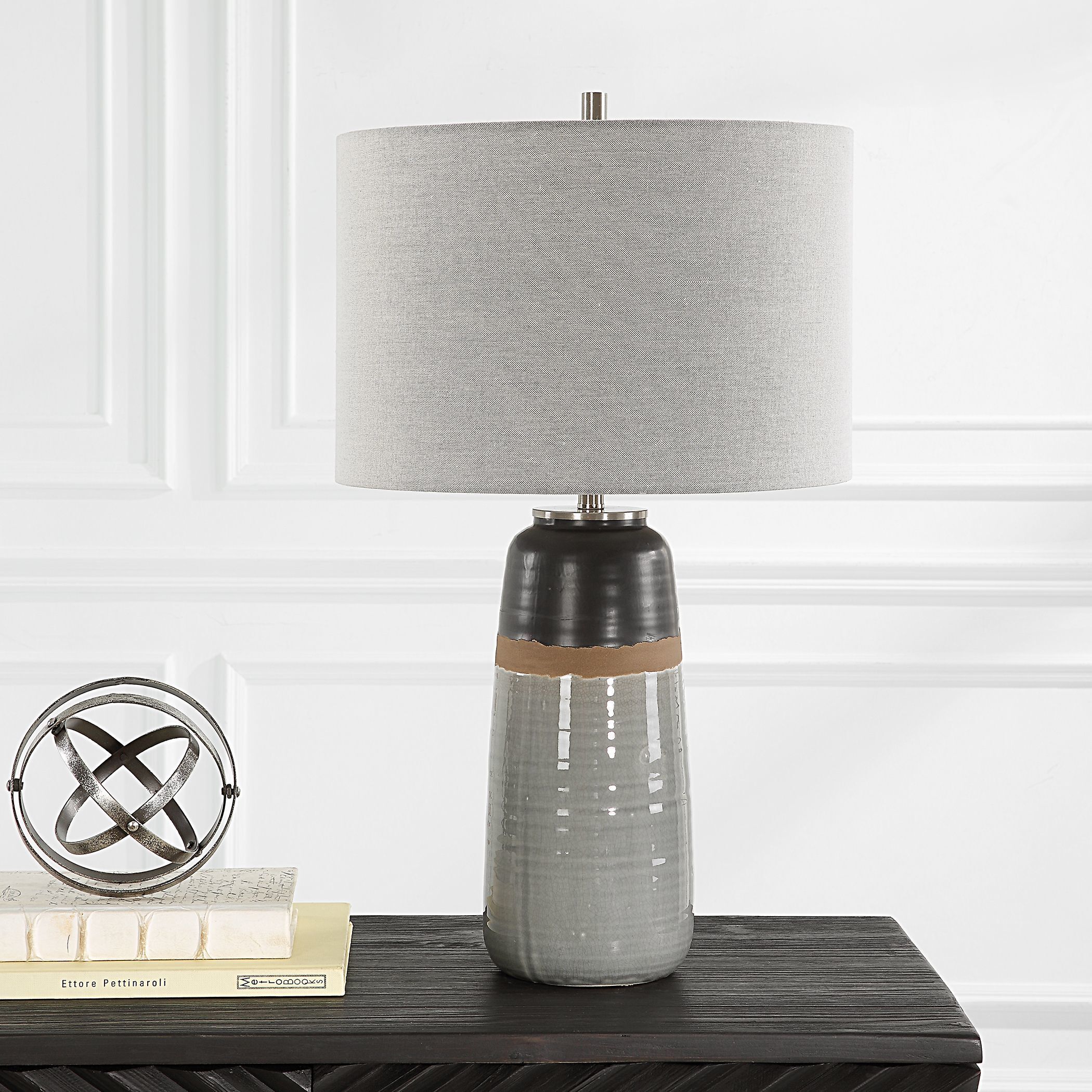 Coen 25.5 inch 150.00 watt Warm Gray and Aged Black Glaze with Rustic Brown Table Lamp Portable Light