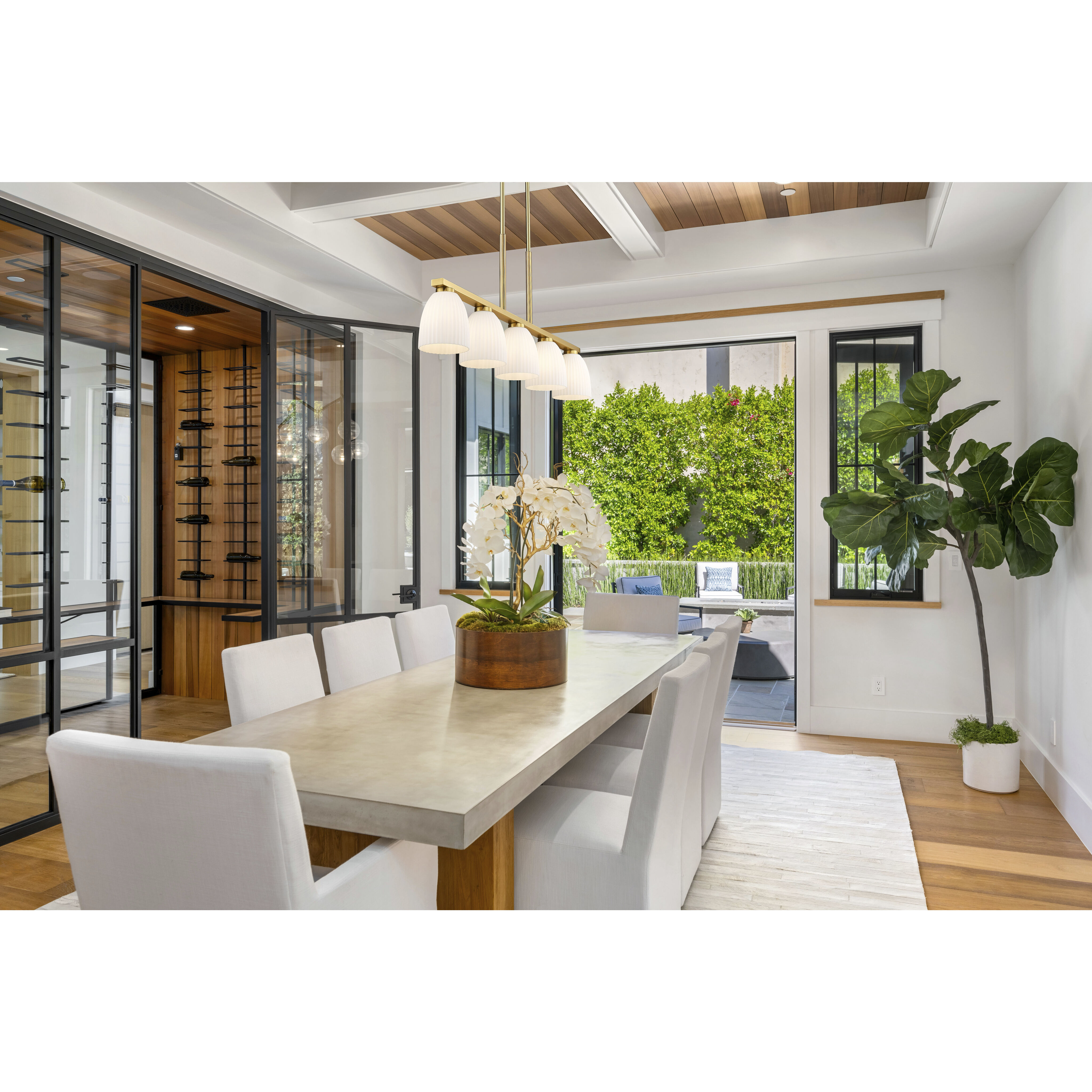 Naya Linear Chandelier Ceiling Light in Modern Gold