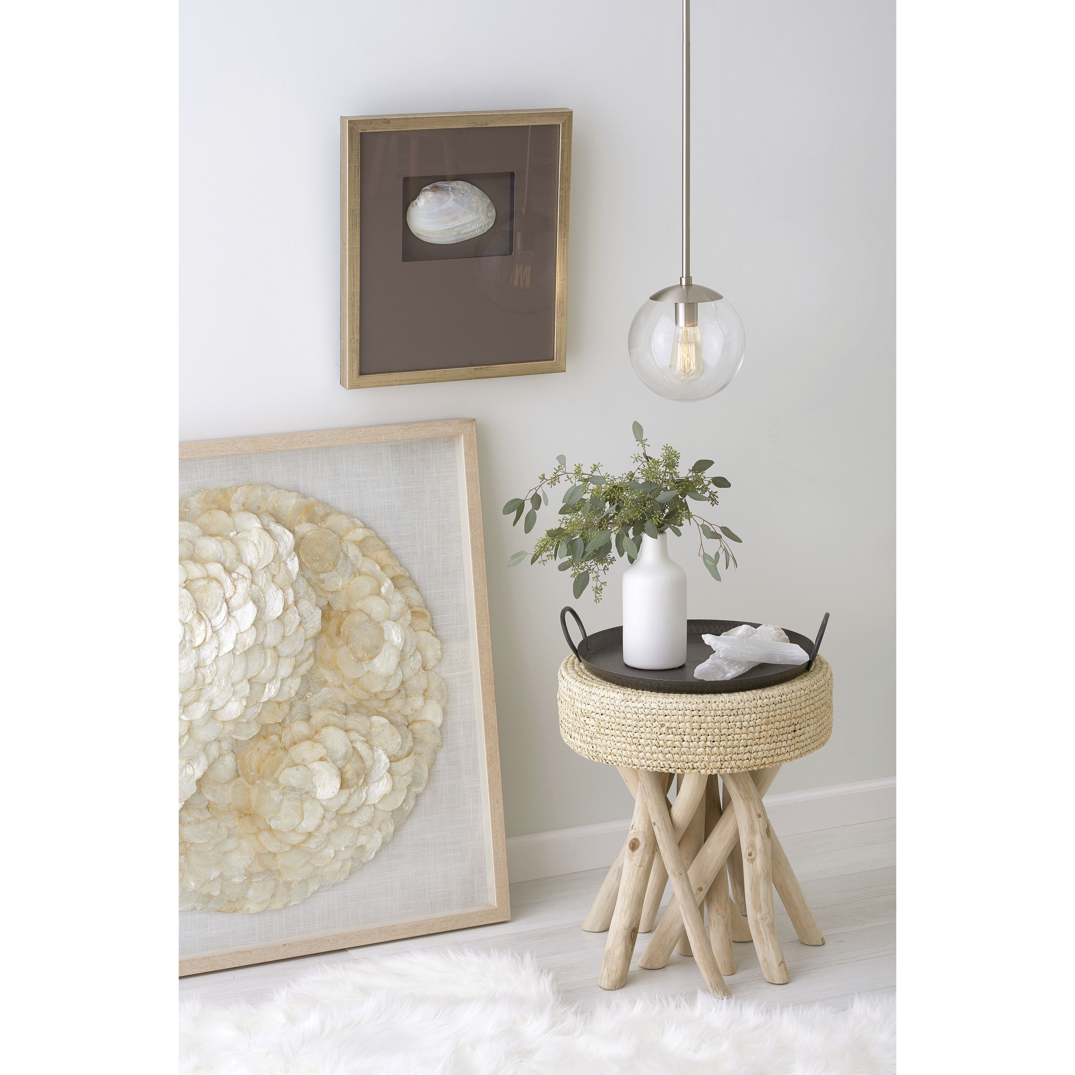 Warby 1 Light 9.5 inch Heritage Brass Indoor Pendant Ceiling Light in White