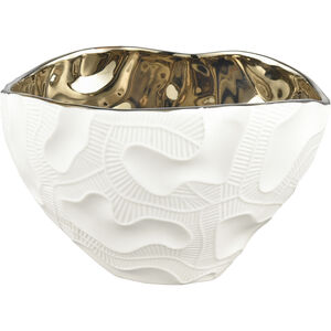 Halford 8 X 5.25 inch Decorative Bowl in Matte White and Gold