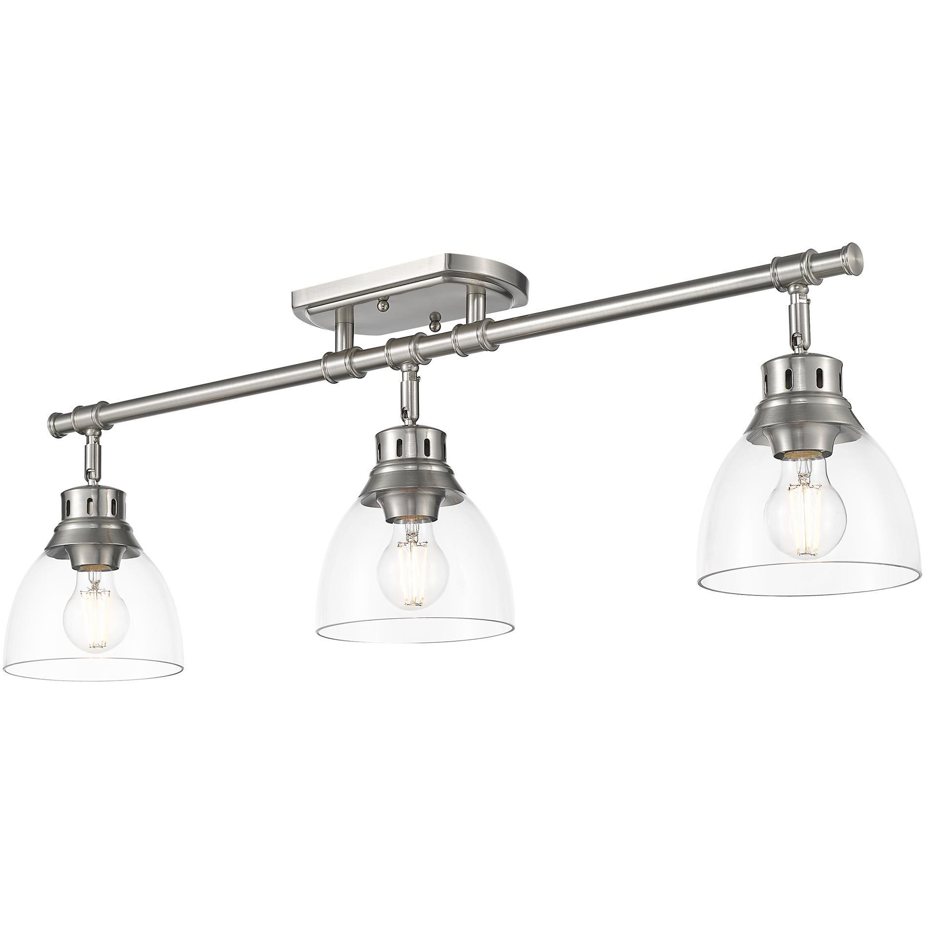 Yep Duncan 3 Light 35.38 inch Pewter Semi-Flush Mount Ceiling Light in Clear Glass