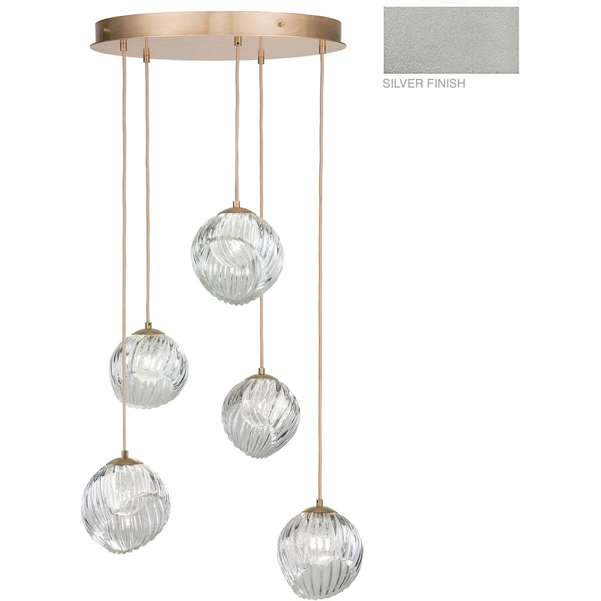 Nest Pendant Ceiling Light in Silver, Amethyst Studio Glass