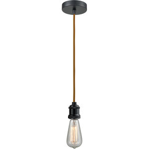 Edison Bare Bulb 1 Light 2 inch Matte Black Mini Pendant Ceiling Light in Copper, Edison