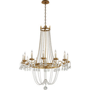 Viola 12 Light 37.5 inch Distressed Gold Leaf Chandelier Ceiling Light