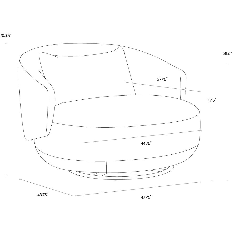 Walsh Effie Linen Swivel Lounge Chair, Swivel