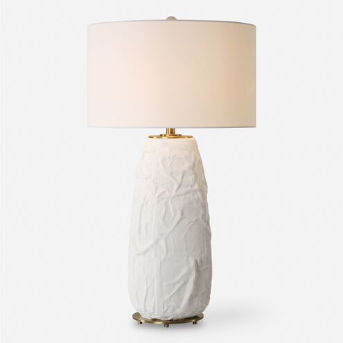 Vida 33 inch 150.00 watt Chalk White Glaze and Brushed Brass Table Lamp Portable Light