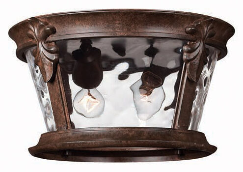 Hinkley Lighting Windsor 2 Light Outdoor Flush Lantern in River Rock 1893RK