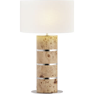 Cahill 28 inch 4 watt Natural Burl and Polished Nickel Table Lamp Portable Light