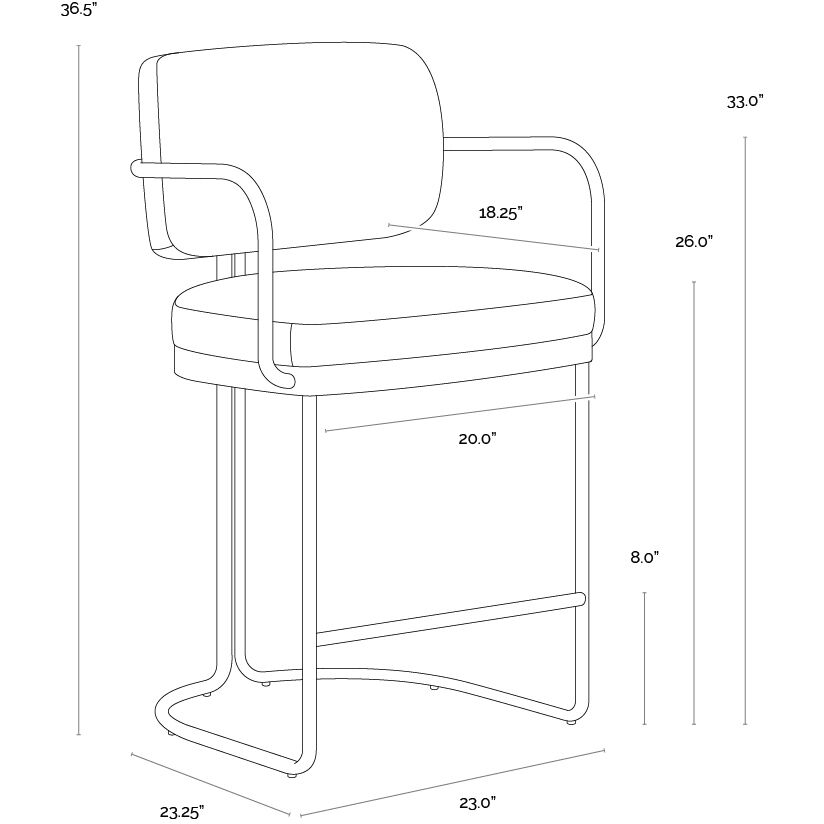 Jalen 36.5 inch Milliken Cognac Counter Stool