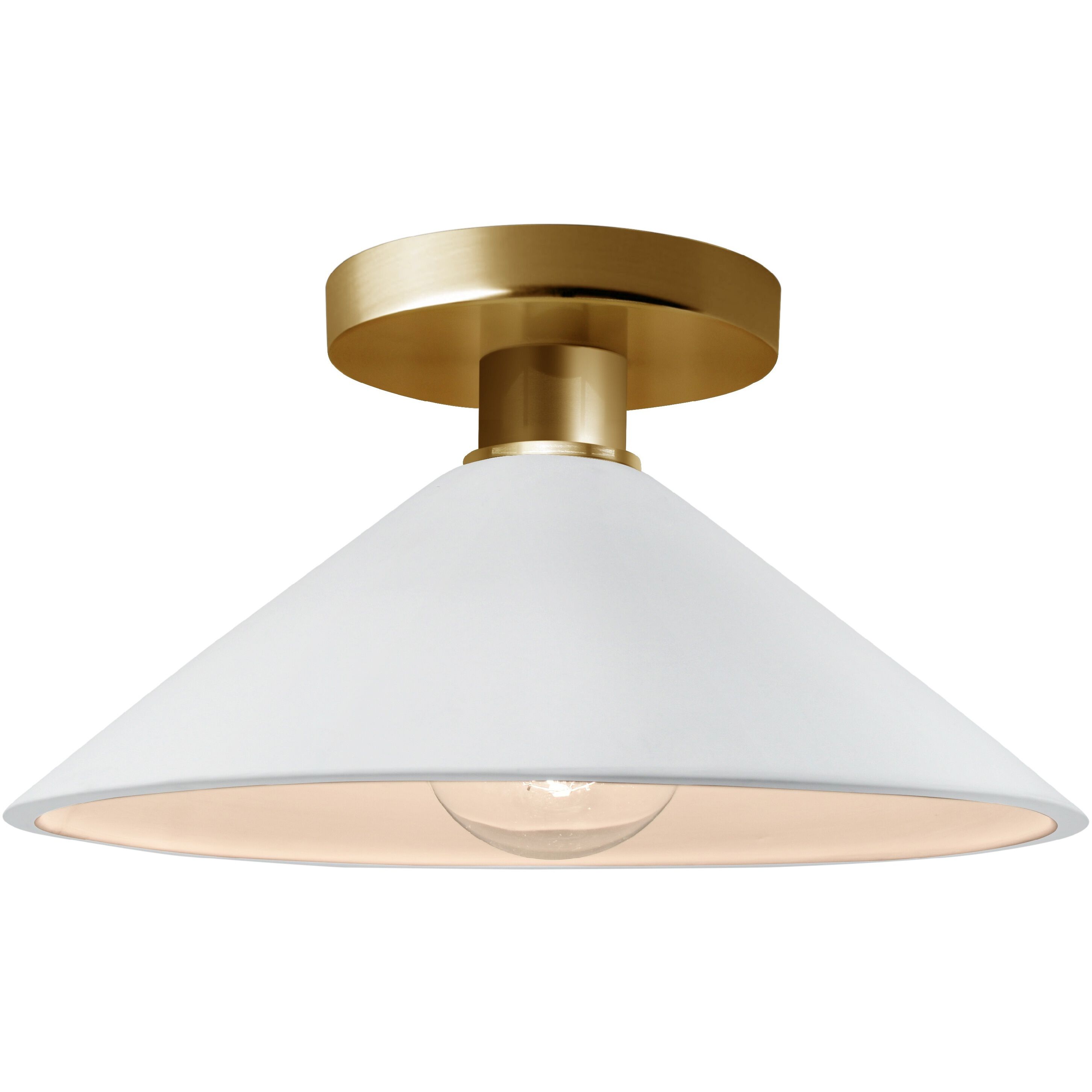 Radiance LED 11.75 inch Gloss White and Brushed Brass Semi-Flush Ceiling Light