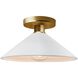 Radiance LED 11.75 inch Gloss White and Brushed Brass Semi-Flush Ceiling Light