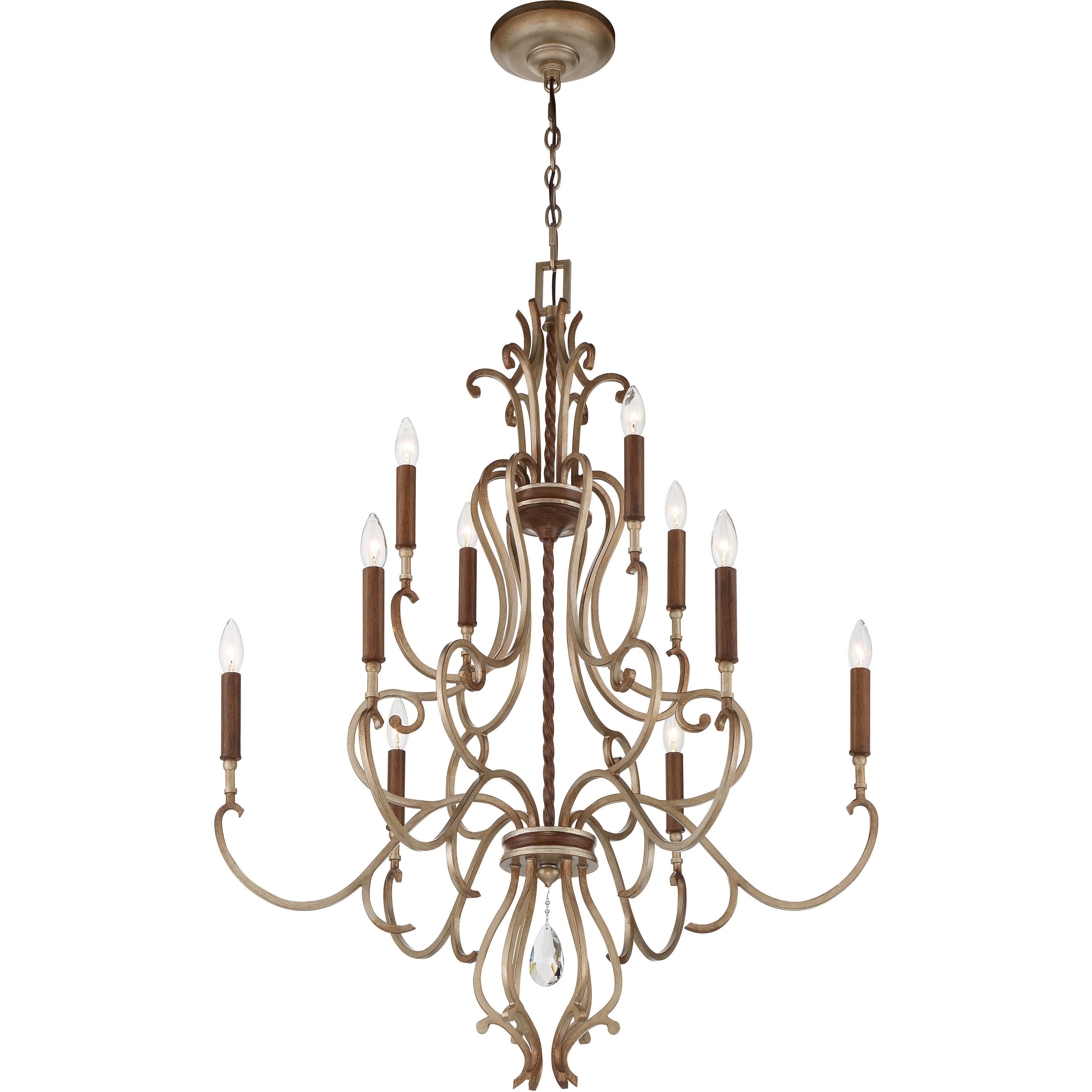 Magnolia Manor 10 Light 32.75 inch Pale Gold with Distressed Bronze Chandelier Ceiling Light