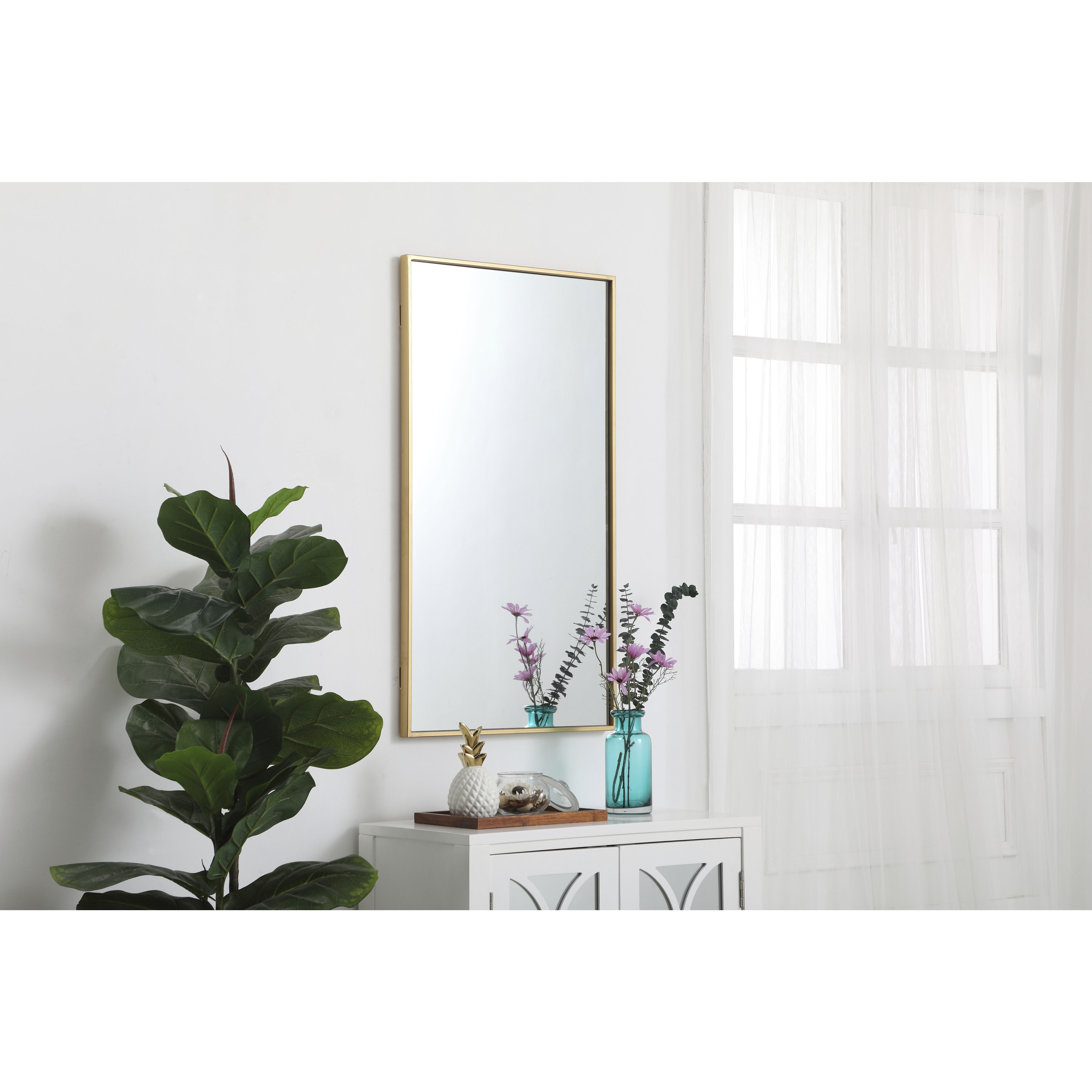 Monet 36 X 20 inch Brass Wall Mirror