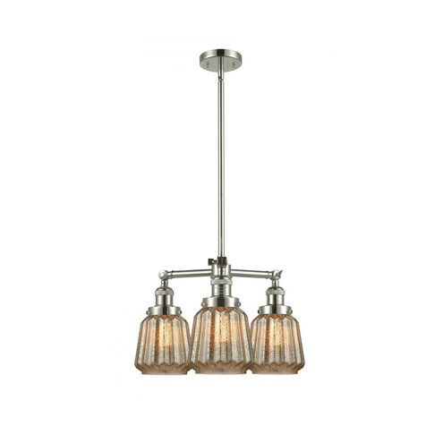 Franklin Restoration Chatham 3 Light 24 inch Polished Nickel Chandelier Ceiling Light in Mercury Glass, Franklin Restoration