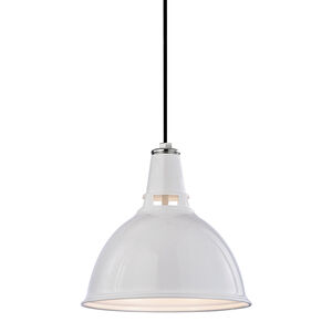 Lydney 1 Light 16 inch White and Polished Nickel Pendant Ceiling Light
