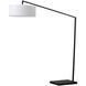 Stretch 87 inch 9 watt Black Arc Floor Lamp Portable Light in White Linen