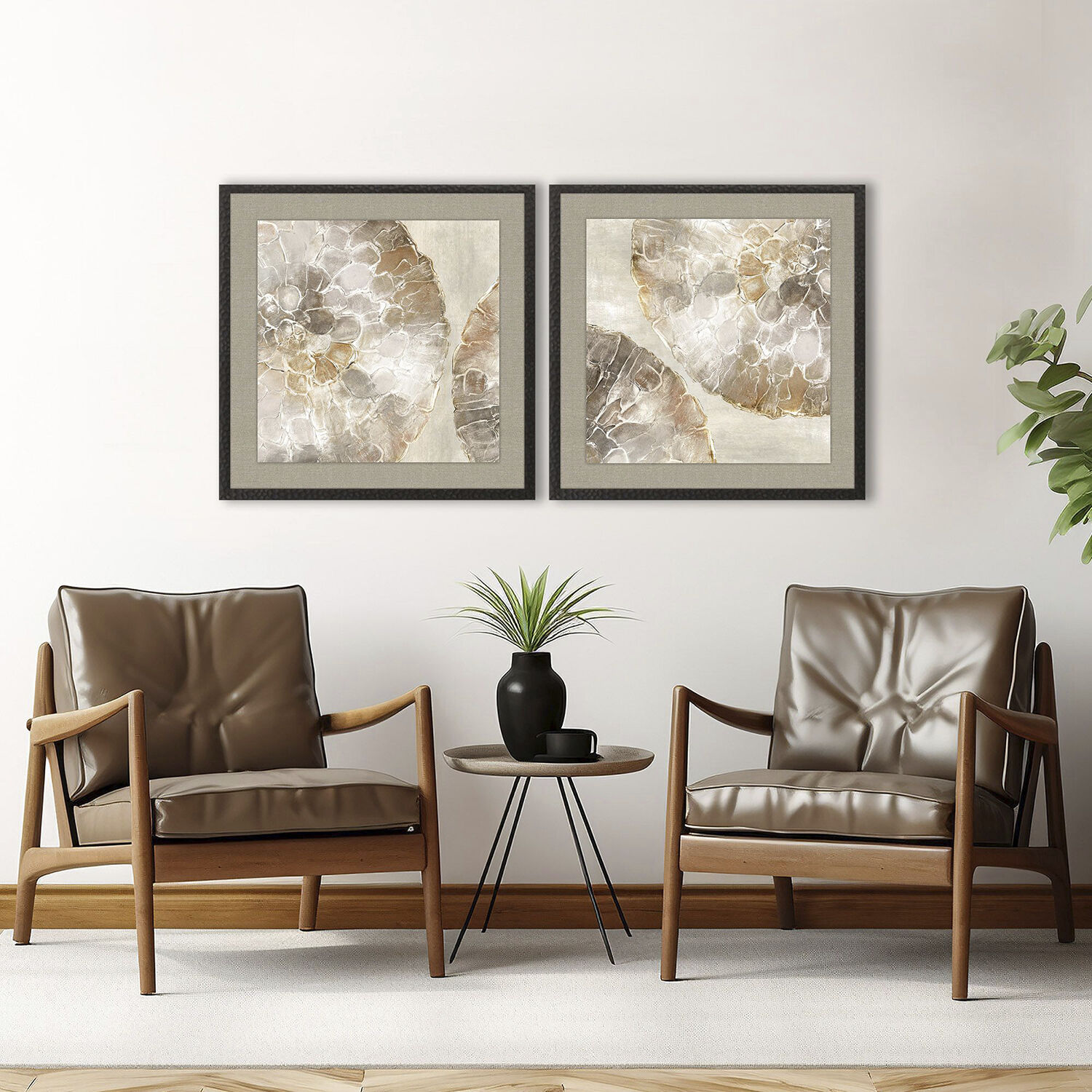 Golden Medallions Beige and Brown and Neutral and Rust Framed Art