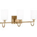 Oak Moore 3 Light 23.88 inch Satin Brass Bath Vanity Wall Light