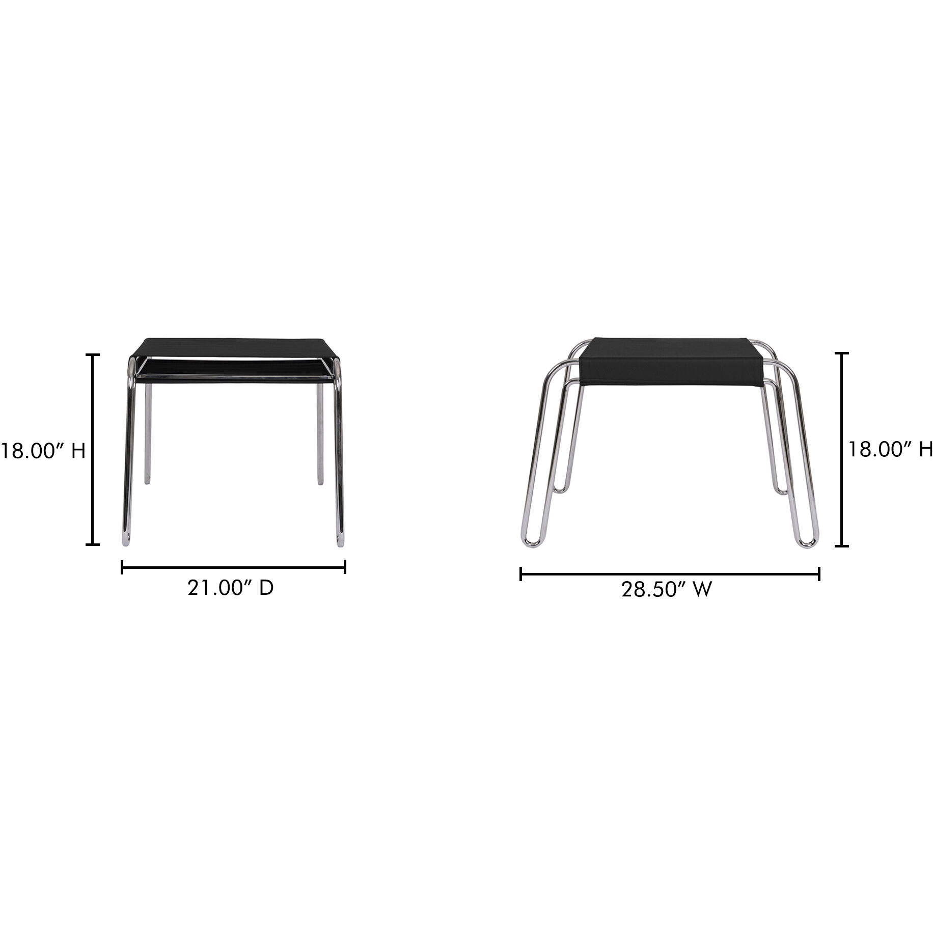 Petra 18 inch Black Accent Stool