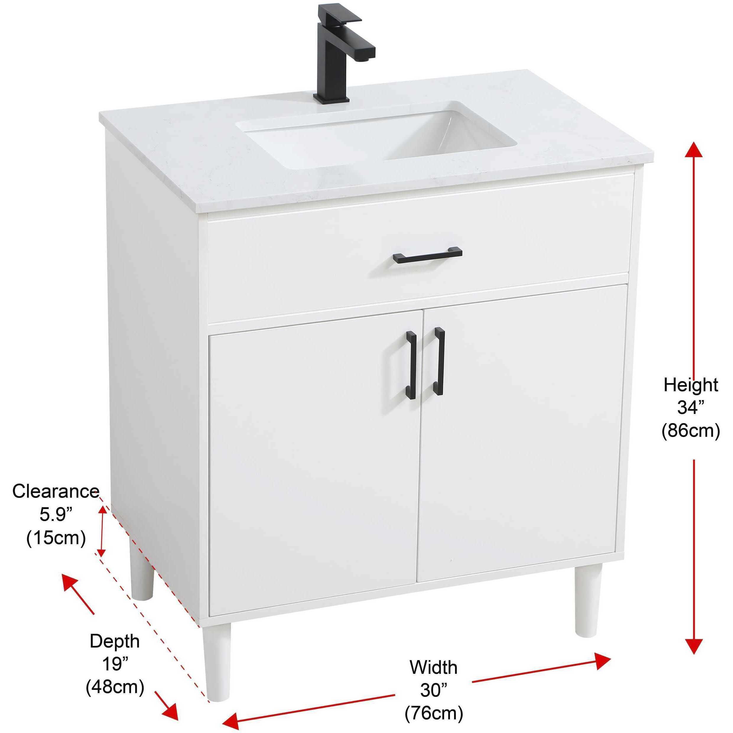 Chandler 30 X 34 inch White Bathroom Vanity Cabinet