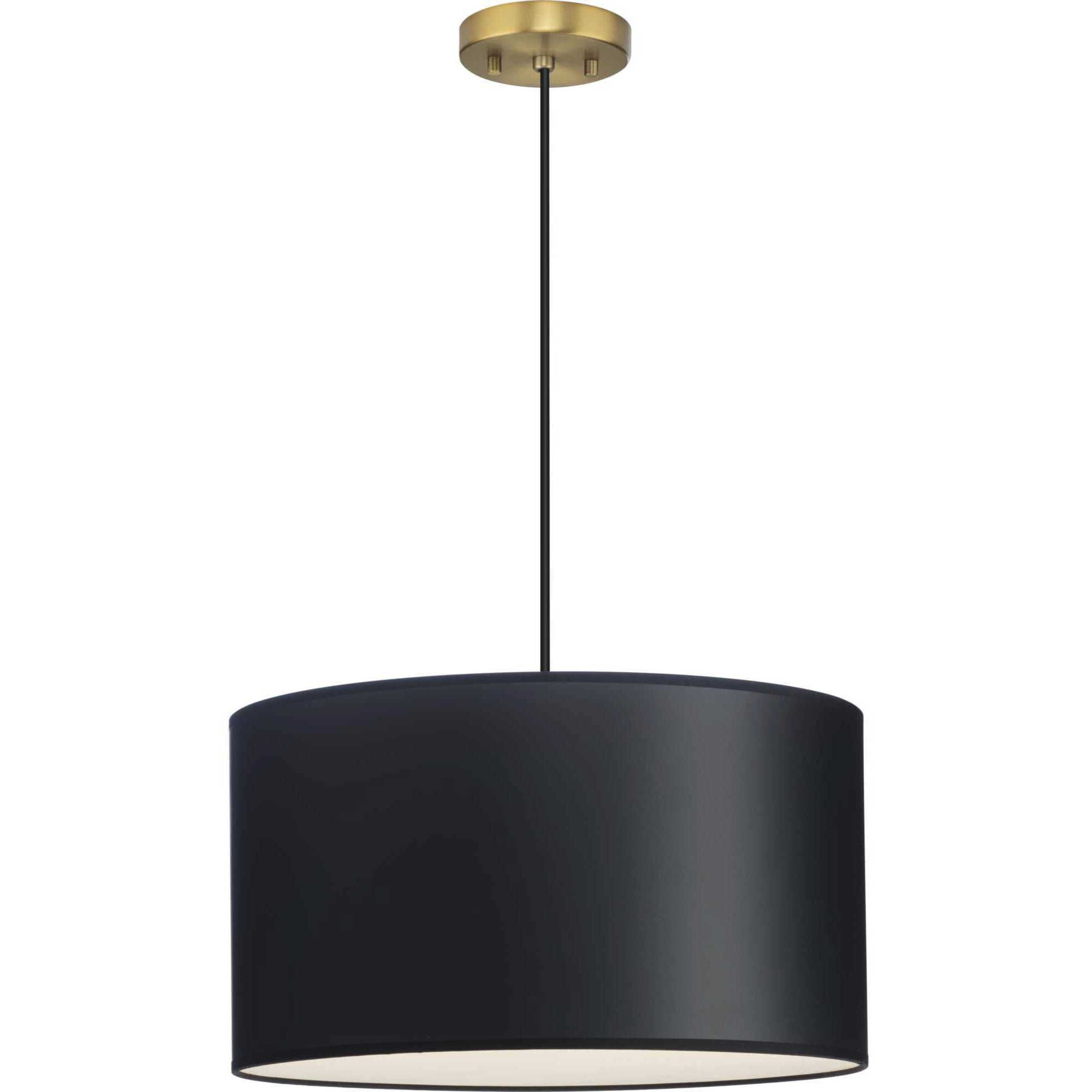 Markor 3 Light 18.12 inch Brushed Nickel/Matte Black/Vintage Brass Drum Pendant Ceiling Light in Black Parchment