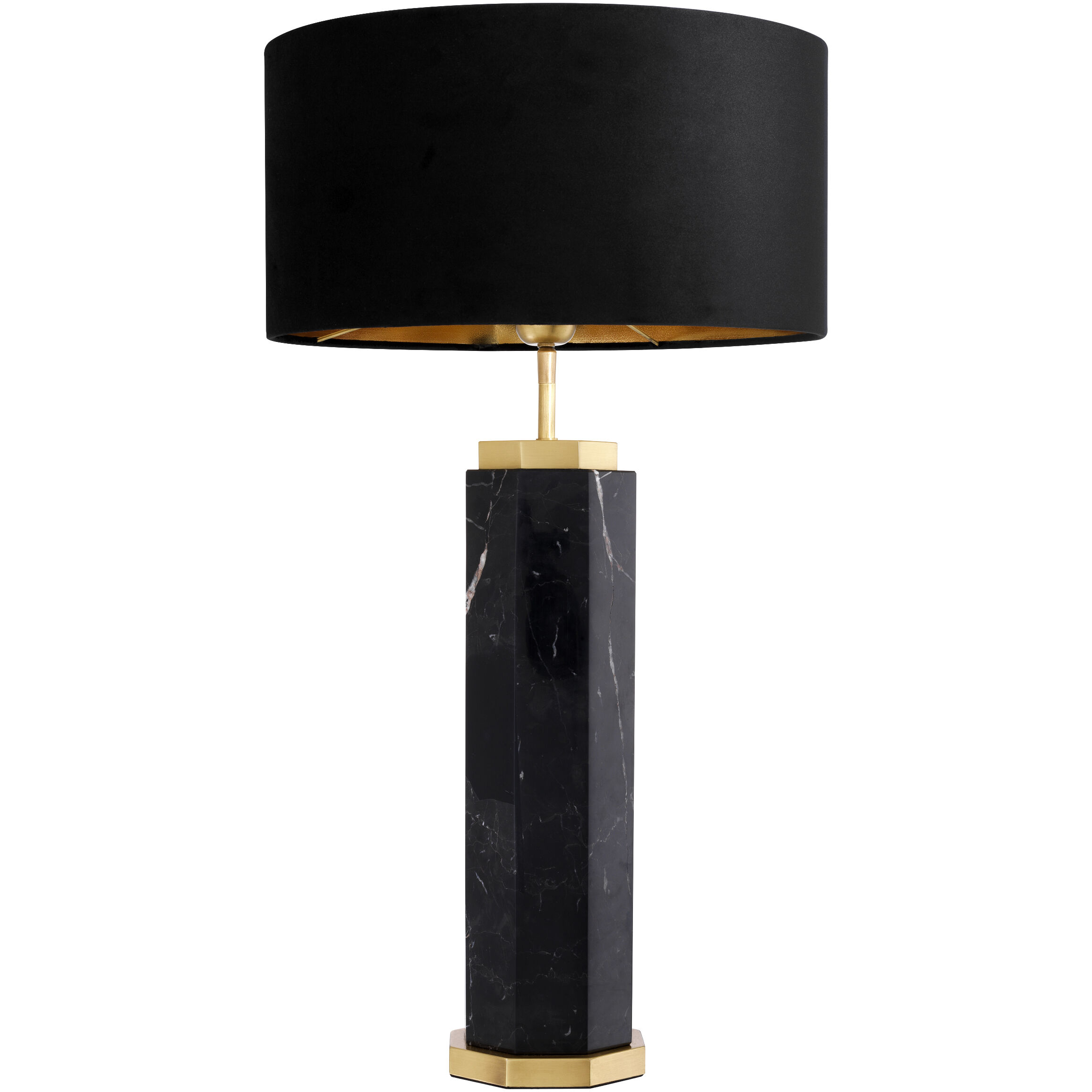 Newman 29.53 inch 40 watt Black Marble with Antique Brass Table Lamp Portable Light
