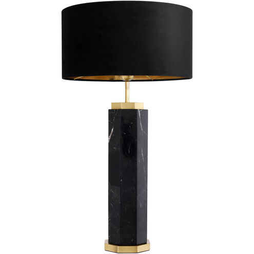 Newman 29.53 inch 40.00 watt Black Marble with Antique Brass Table Lamp Portable Light