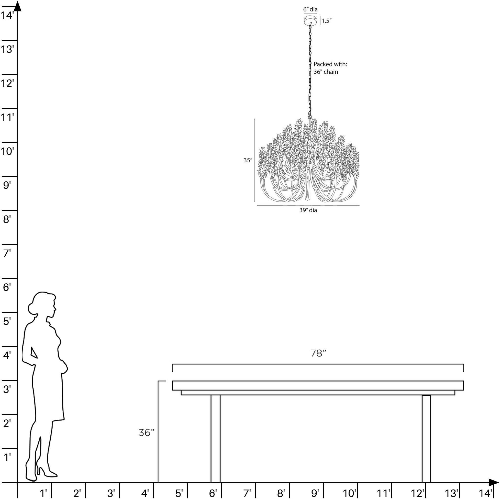 Kaia 6 Light 39 inch White Chandelier Ceiling Light