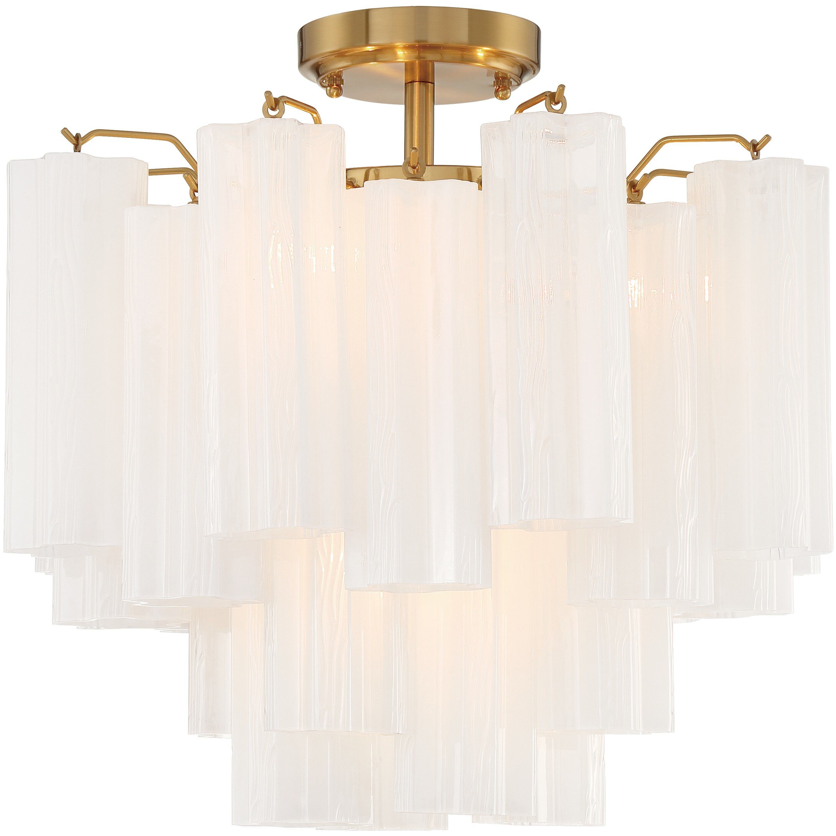 Addis 4 Light 17.75 inch Aged Brass Semi Flush Ceiling Light in White