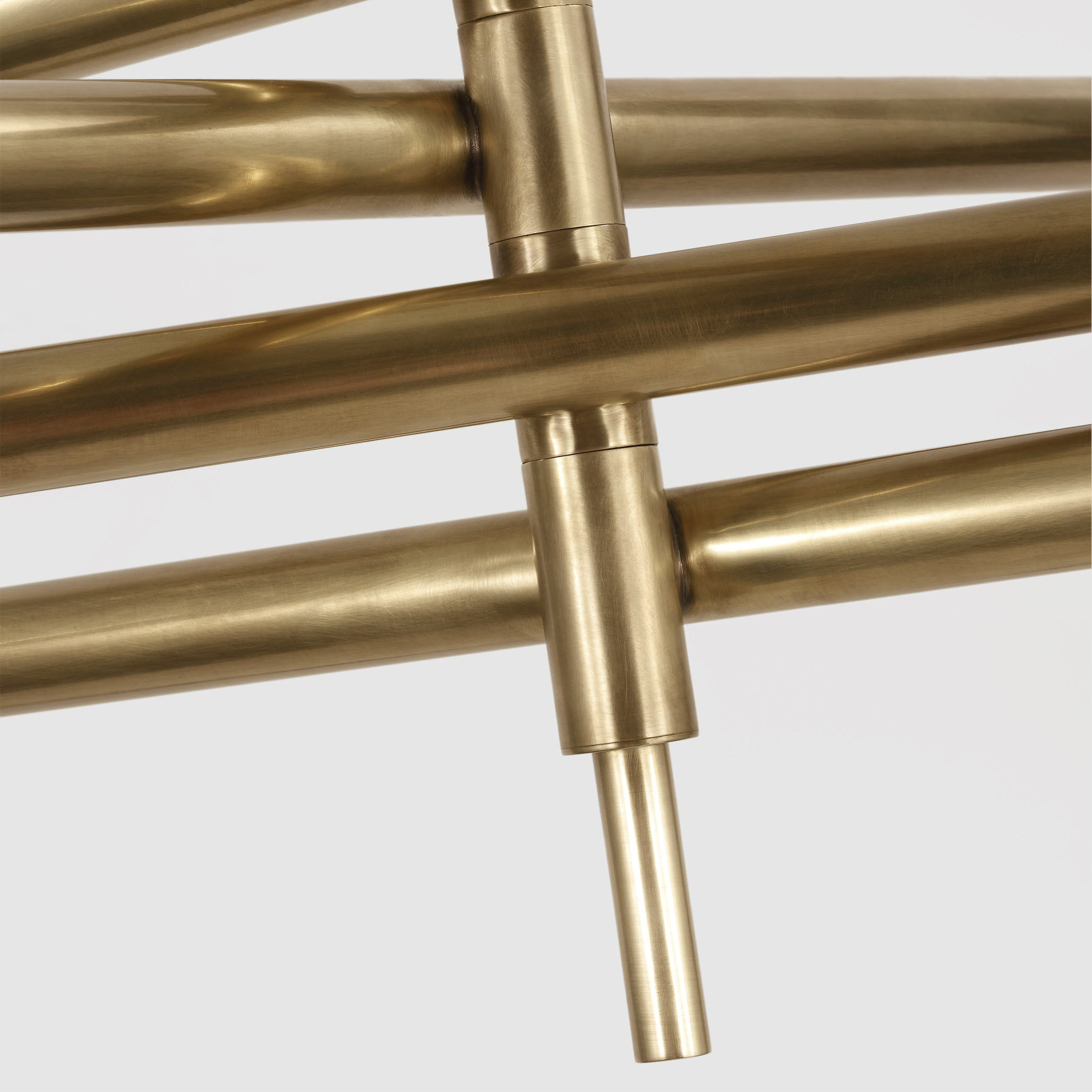 Kelly Wearstler Rousseau LED 80 inch Antique-Burnished Brass Articulating Chandelier Ceiling Light in Etched Crystal, Oversized