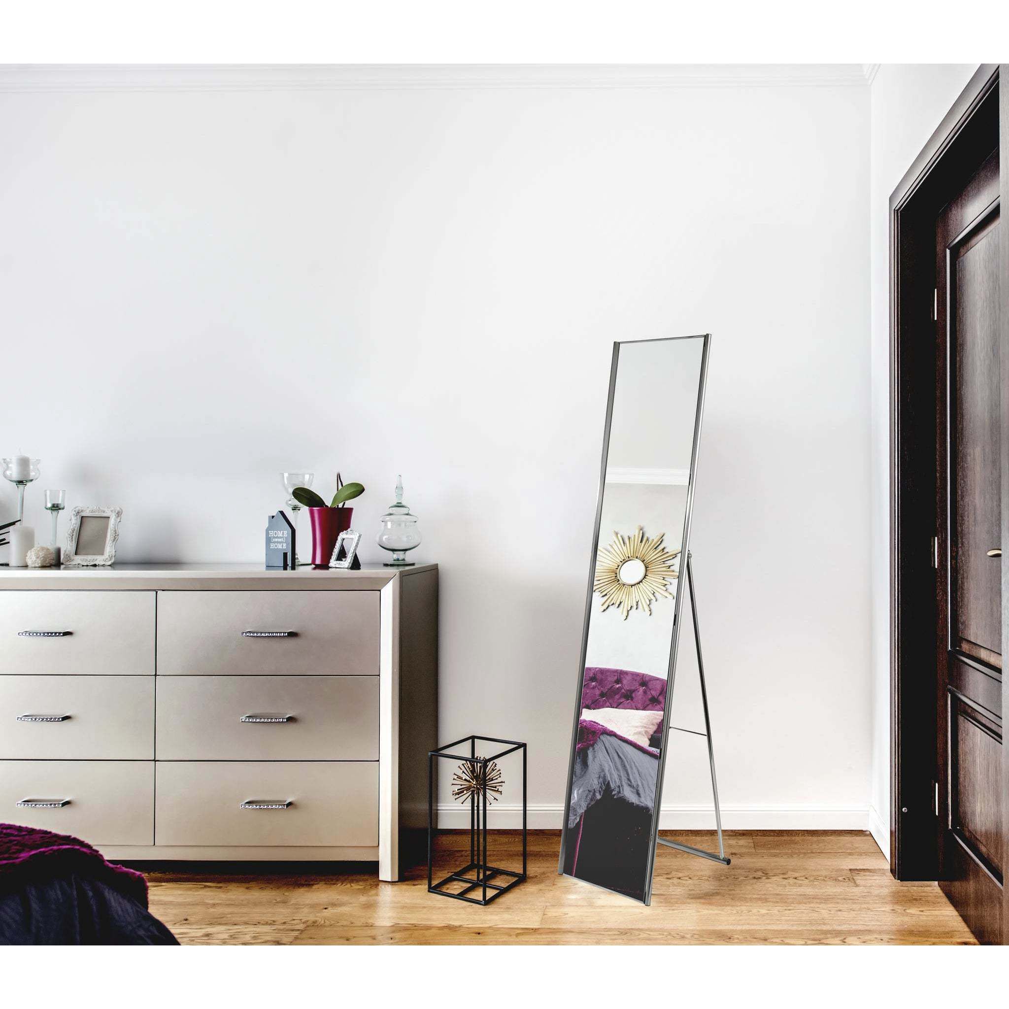 Alice 59 X 14 inch Satin Steel Floor Mirror 