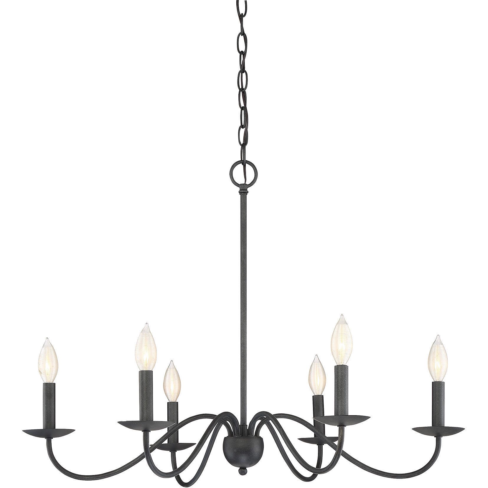 Traditional 6 Light 30 inch Aged Iron Chandelier Ceiling Light
