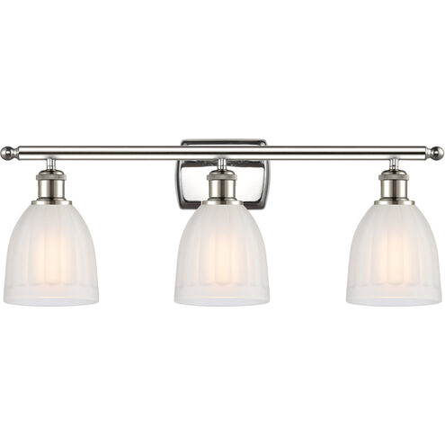 Ballston Brookfield LED 26 inch Polished Nickel Bath Vanity Light Wall Light in White Glass, Ballston