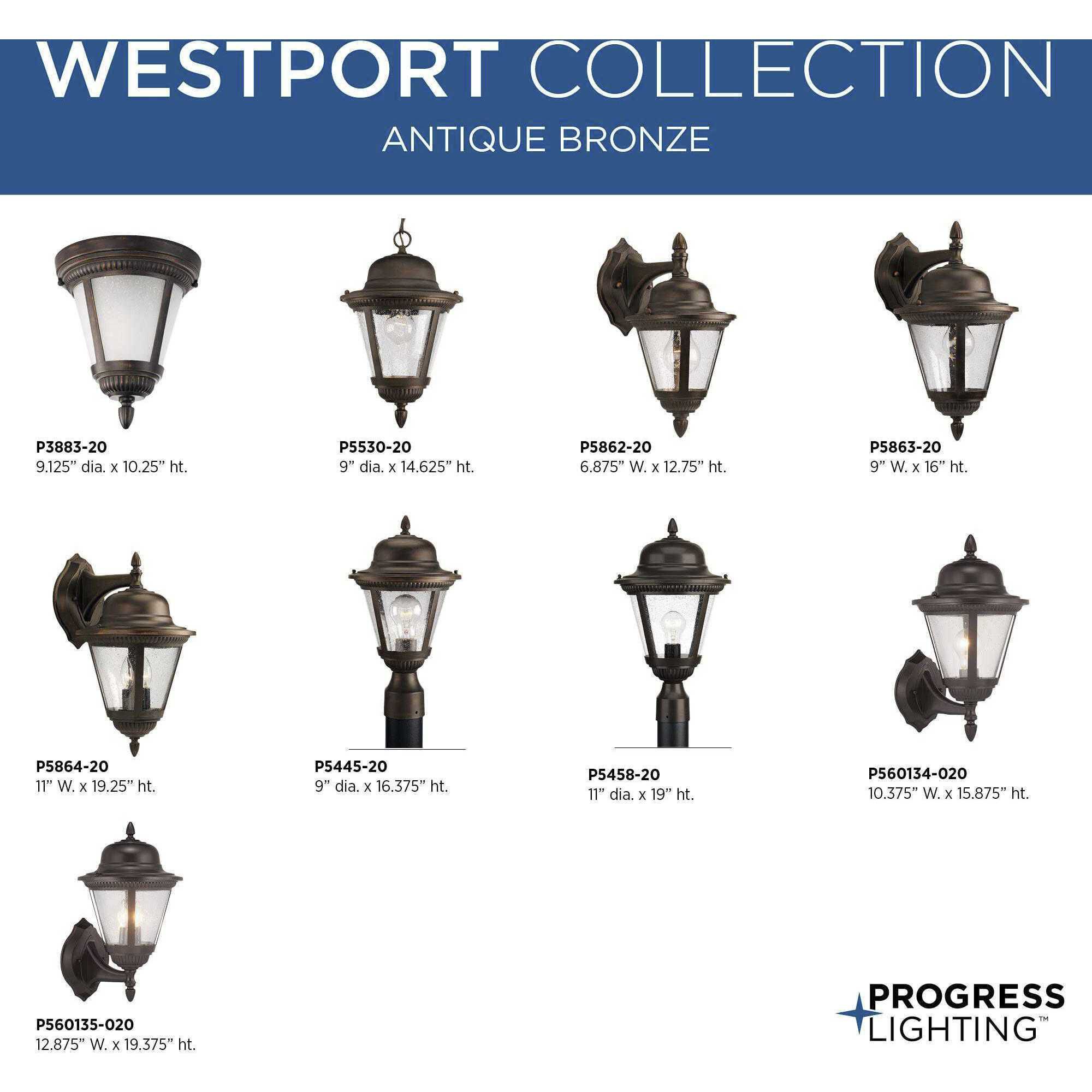 Westport 1 Light 9 inch Antique Bronze Outdoor Flush Mount in Bulbs Not Included, Clear Seeded