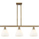 Ballston Ballston Dome 3 Light 36 inch Brushed Brass Island Light Ceiling Light in Matte White Glass