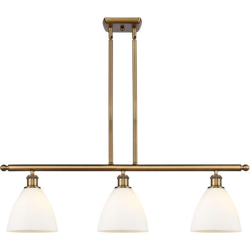Ballston Ballston Dome 3 Light 36 inch Brushed Brass Island Light Ceiling Light in Matte White Glass