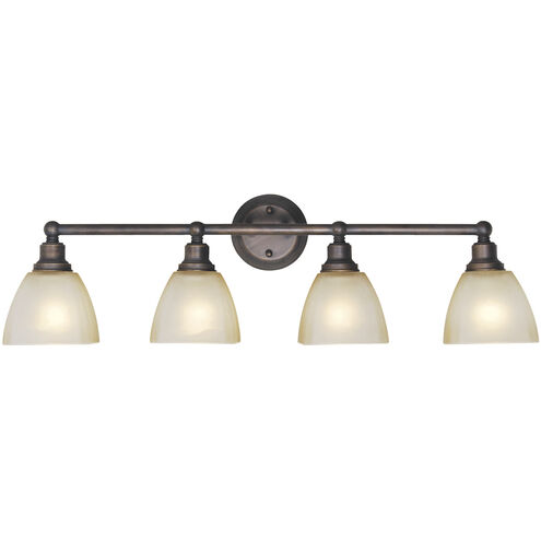 Bradley 4 Light 32.63 inch Bronze Vanity Light Wall Light in Light Tea-Stained Glass