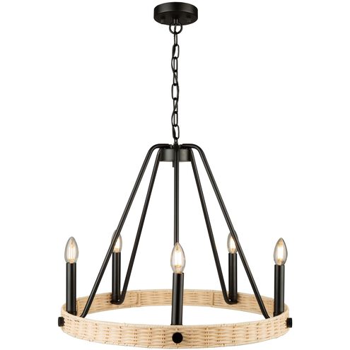 Perris 5 Light 24 inch Black Candle Chandelier Ceiling Light