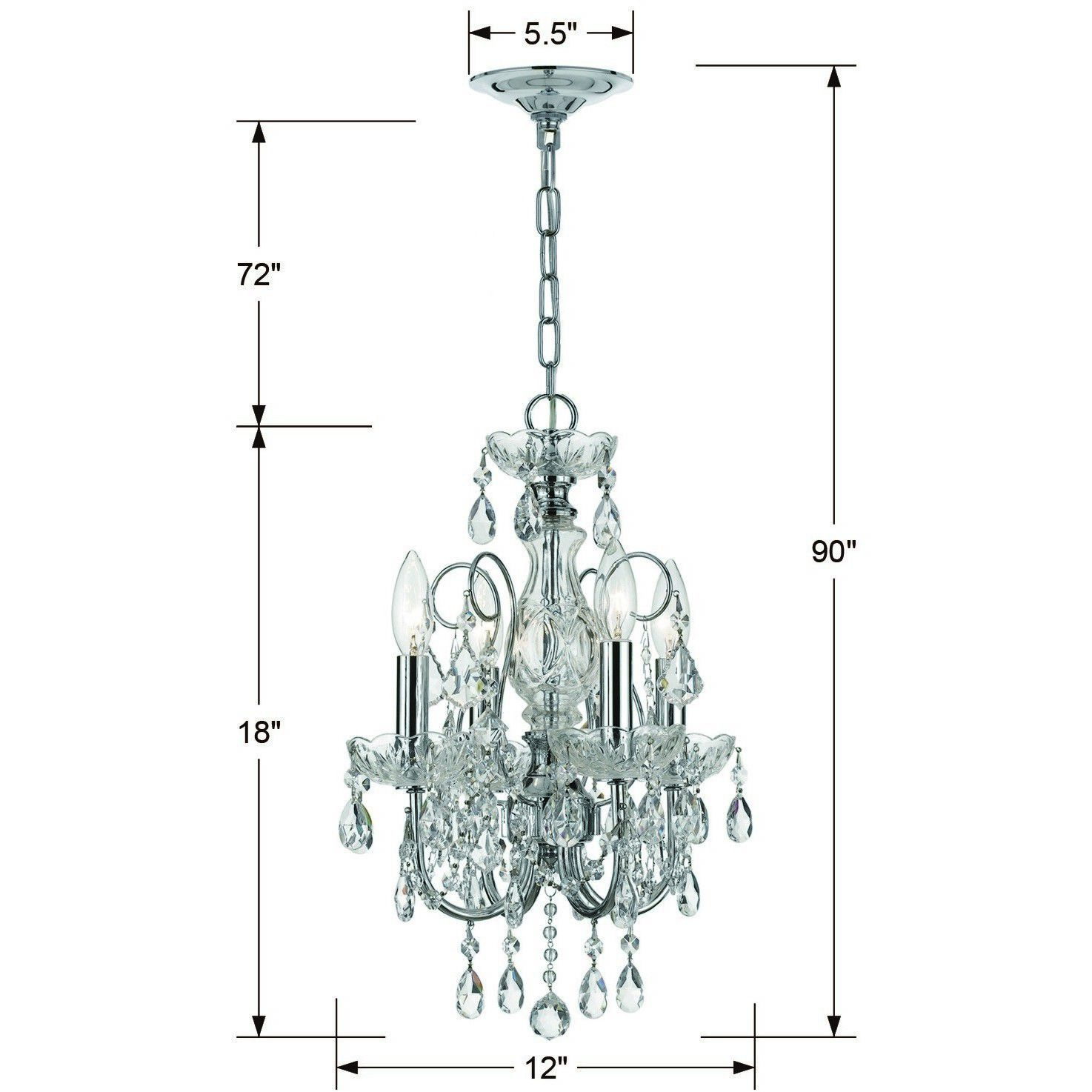 Imperial 4 Light 12 inch Polished Chrome Mini Chandelier Ceiling Light in Clear Italian
