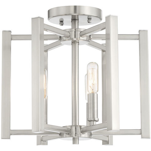 Benson 3 Light 13 inch Satin Nickel Semi-Flush Ceiling Light, Essentials