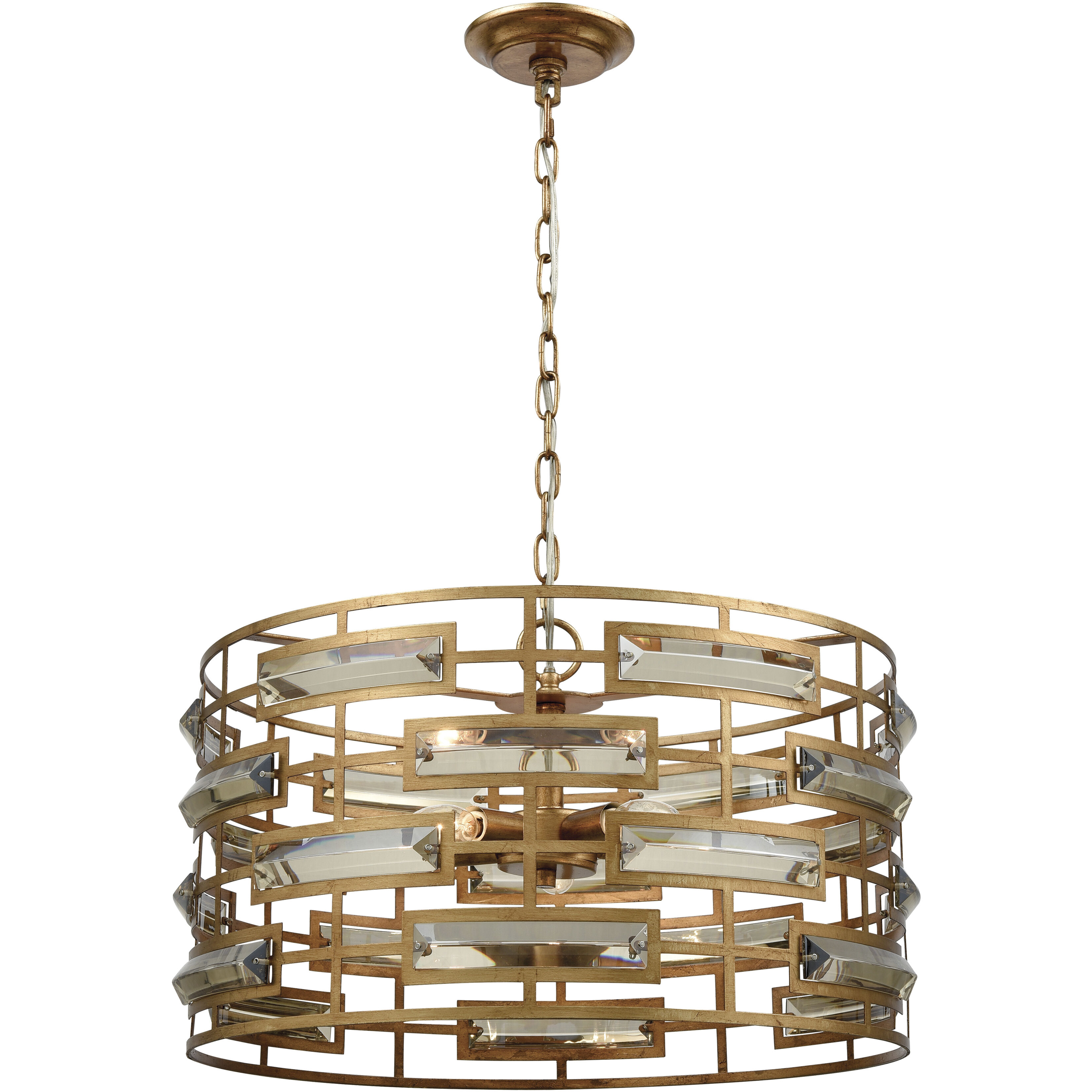 Metro 5 Light 22 inch Gold Leaf Chandelier Ceiling Light