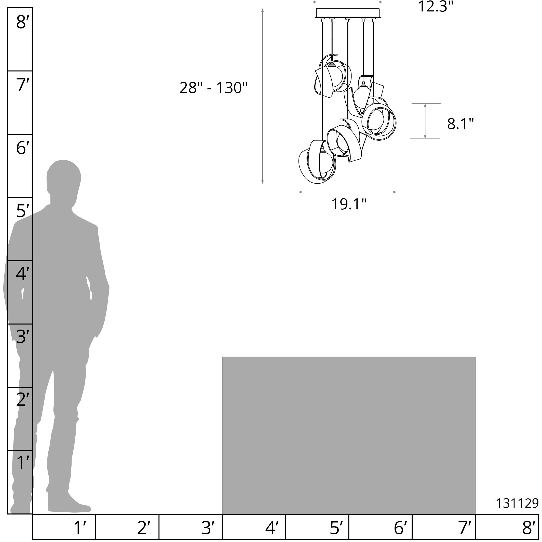 Riza 5 Light 19.1 inch Oil Rubbed Bronze Pendant Ceiling Light