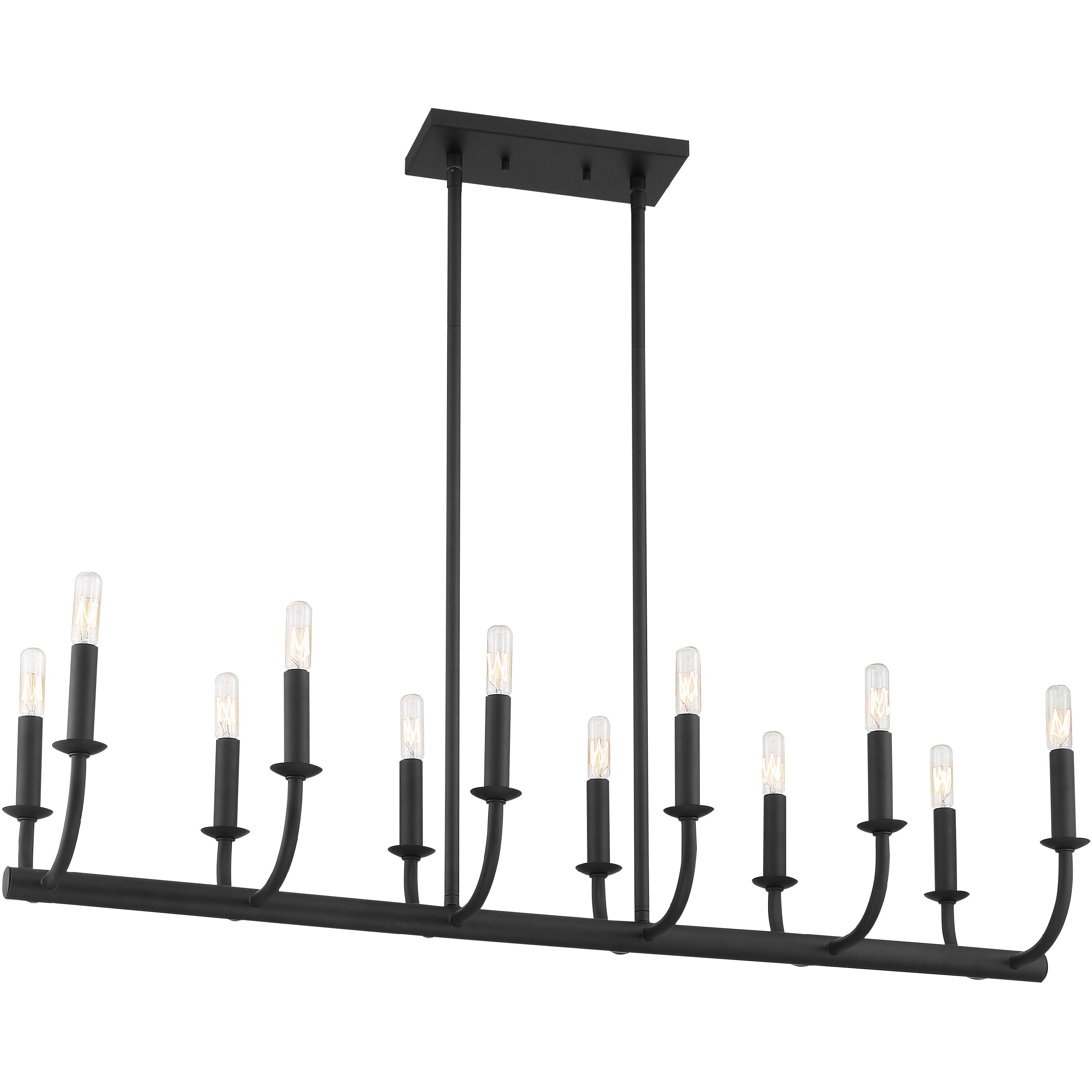 Bailey 12 Light 42 inch Matte Black Linear Chandelier Ceiling Light