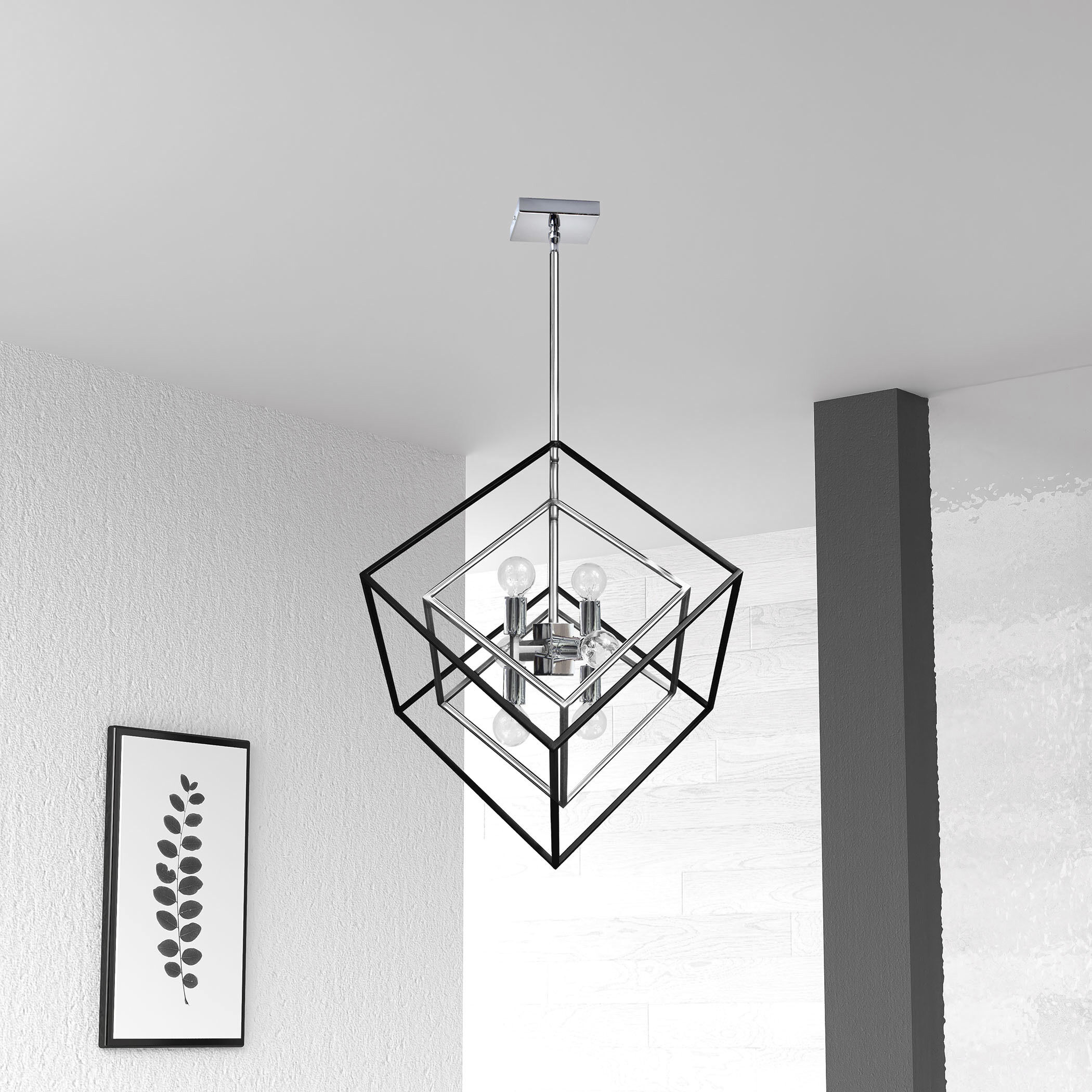 Kappa LED 19 inch Polished Chrome with Matte Black Pendant Ceiling Light in Polished Chrome and Matte Black