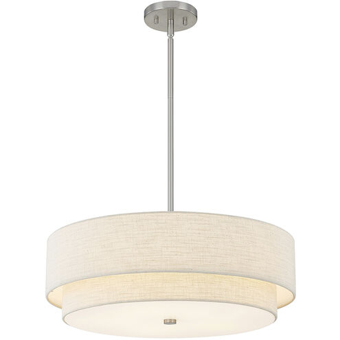 Textile Collection 5 Light 22 inch Brushed Nickel Pendant Ceiling Light in Cream (CandleAria), Classic Family