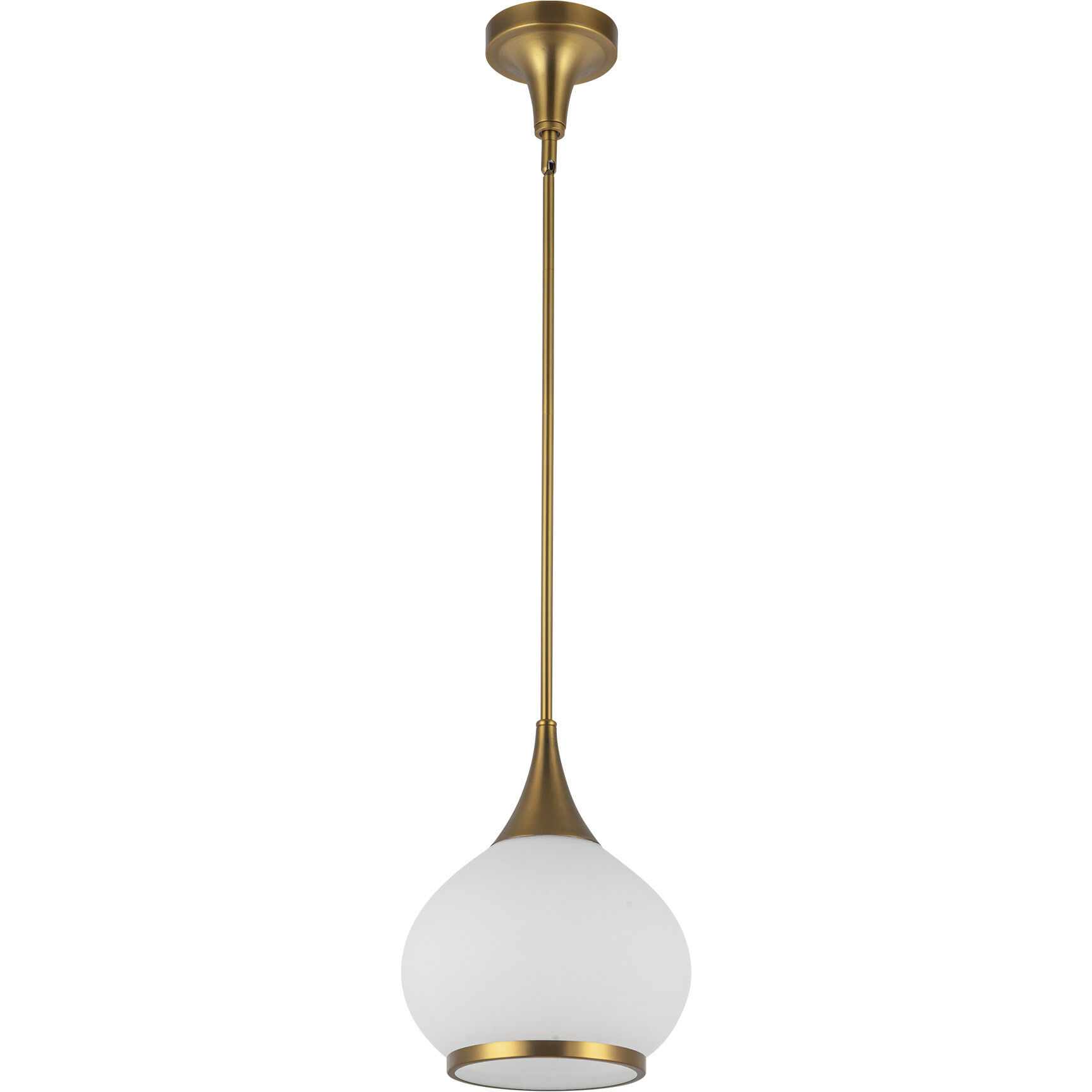 Alora Mood Hazel Pendant Ceiling Light in Aged Gold, Matte Opal Glass