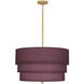 Decker 3 Light 24 inch Modern Brass Pendant Ceiling Light in Vintage Wine